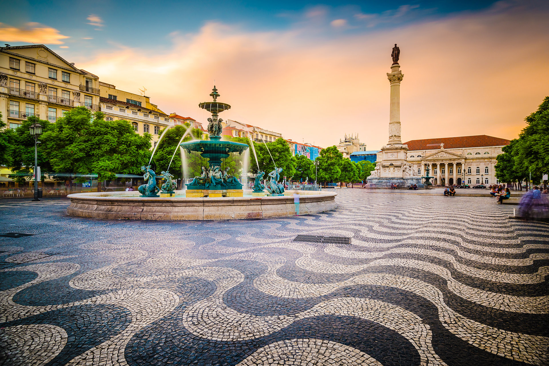 Lisbon, Portugal cityscape at Rossio Square