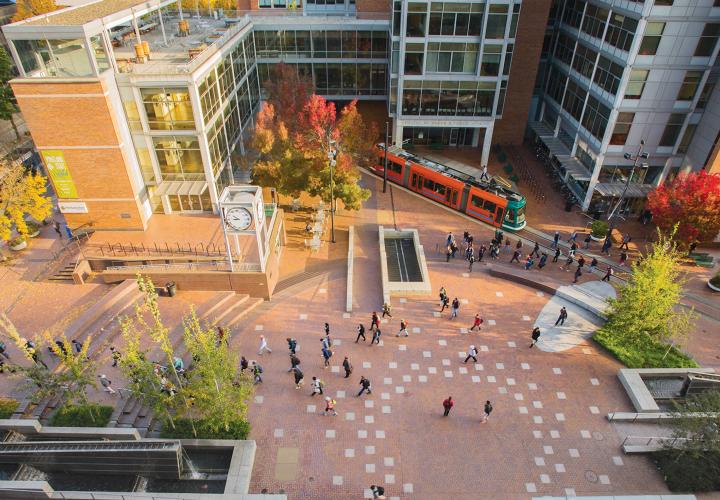 Aerial of PSU's Urban Plaza