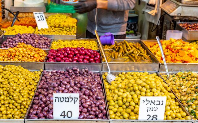 olives in a market in Israel